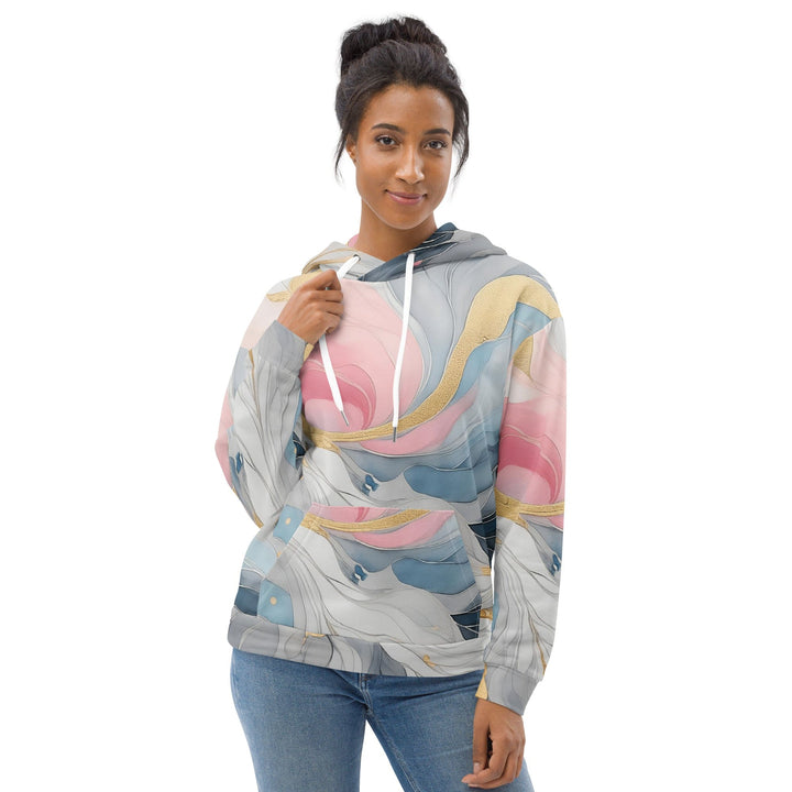 Womens Graphic Hoodie Marble Cloud of Grey Pink Blue 5522