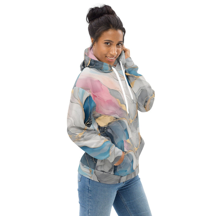 Womens Graphic Hoodie Marble Cloud of Grey Pink Blue 63389