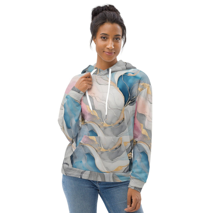 Womens Graphic Hoodie Marble Cloud of Grey Pink Blue 63389