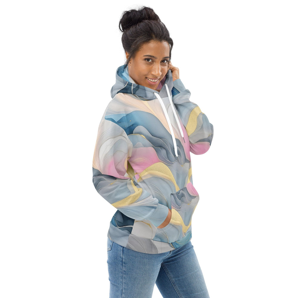 Womens Graphic Hoodie Marble Cloud of Grey Pink Blue 72067