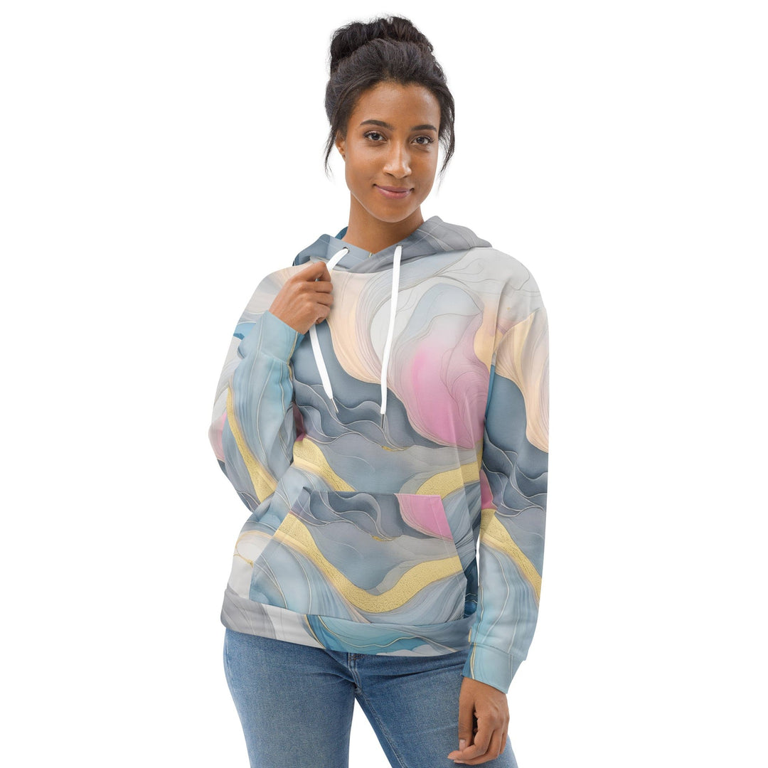 Womens Graphic Hoodie Marble Cloud of Grey Pink Blue 72067