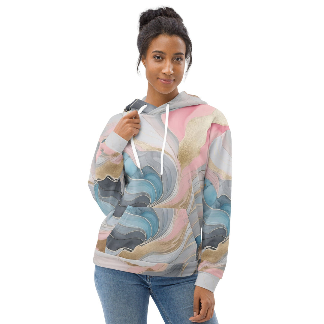 Womens Graphic Hoodie Marble Cloud of Grey Pink Blue 82395