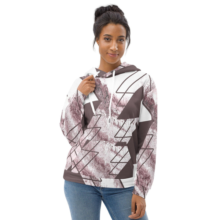 Womens Graphic Hoodie Mauve Rose and White Triangular Colorblock