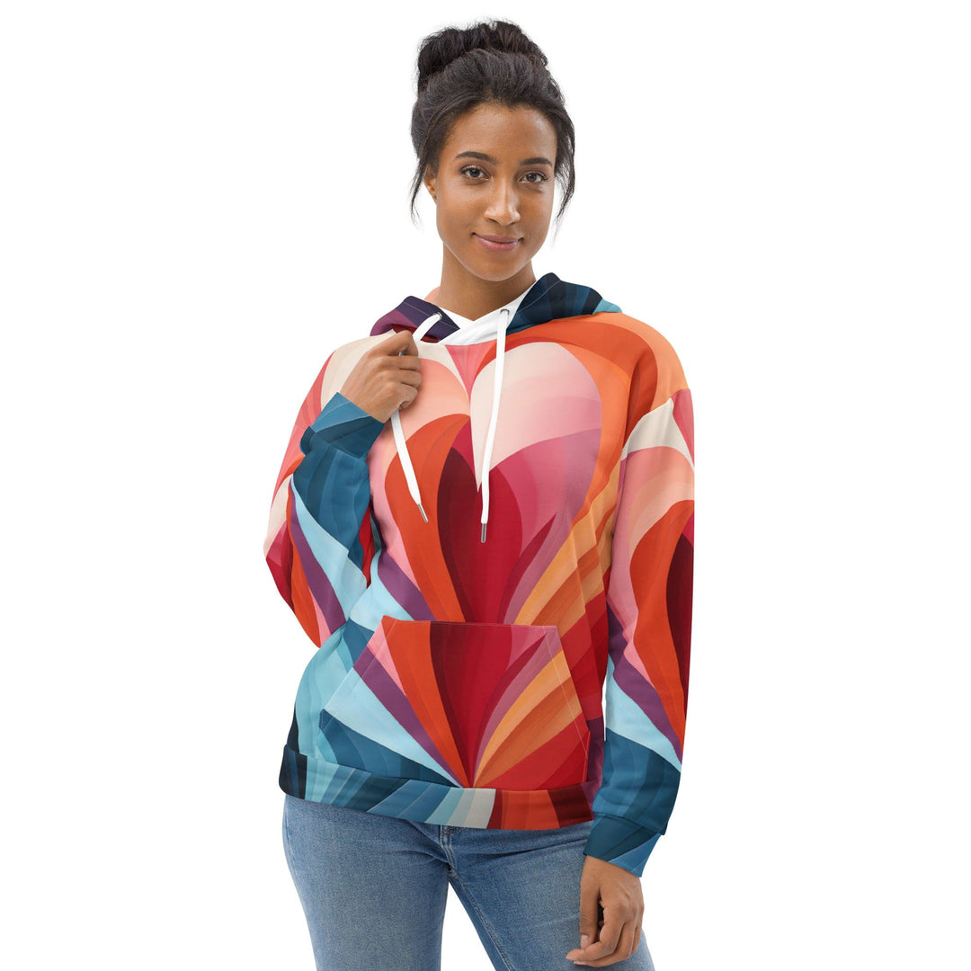 Womens Graphic Hoodie Multicolor Heart Print