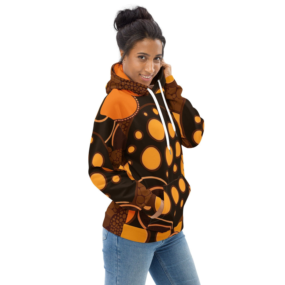 Womens Graphic Hoodie Orange Brown Spotted Print