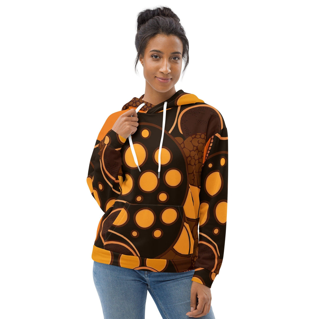 Womens Graphic Hoodie Orange Brown Spotted Print