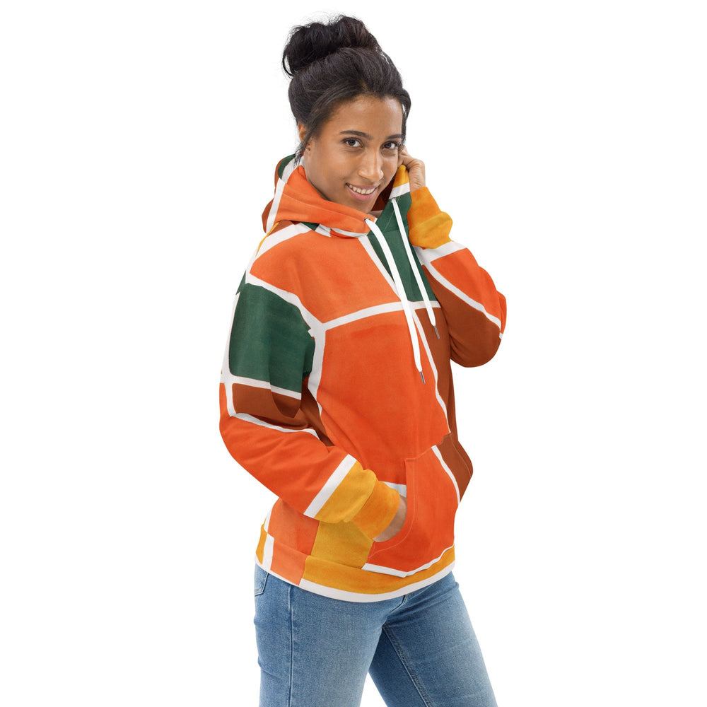 Womens Graphic Hoodie Orange Green Boho Pattern