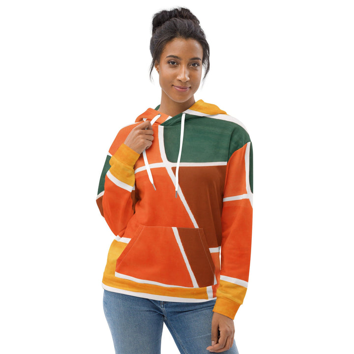 Womens Graphic Hoodie Orange Green Boho Pattern