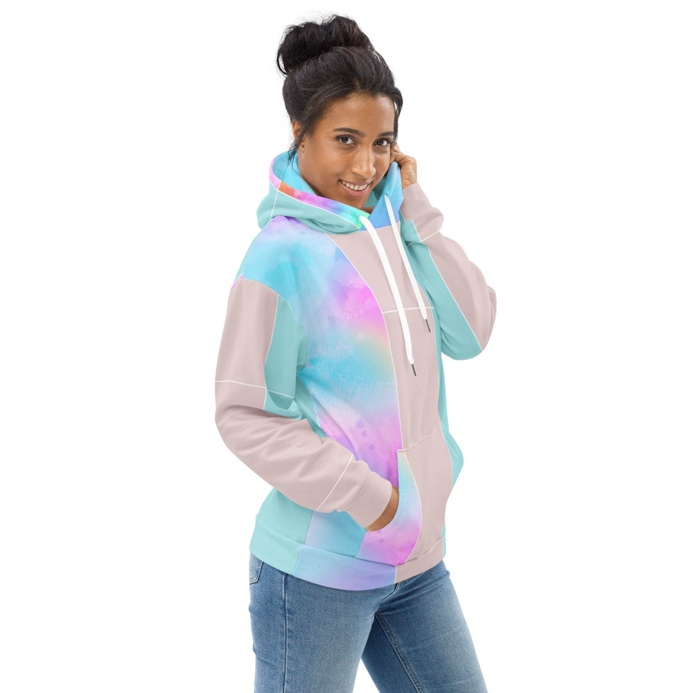 Womens Graphic Hoodie Pastel Colorblock Watercolor Illustration