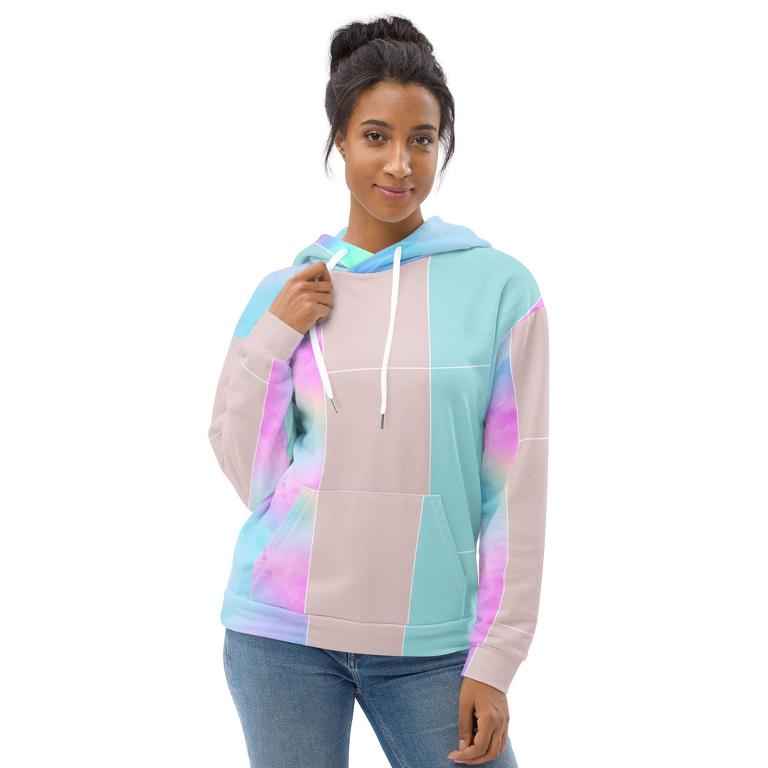 Womens Graphic Hoodie Pastel Colorblock Watercolor Illustration