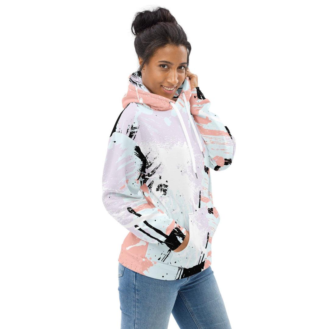 Womens Graphic Hoodie Pink Black Abstract Print