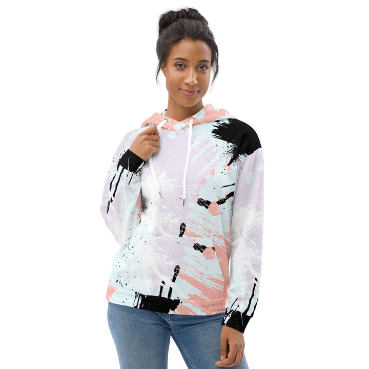 Womens Graphic Hoodie Pink Black Abstract Print