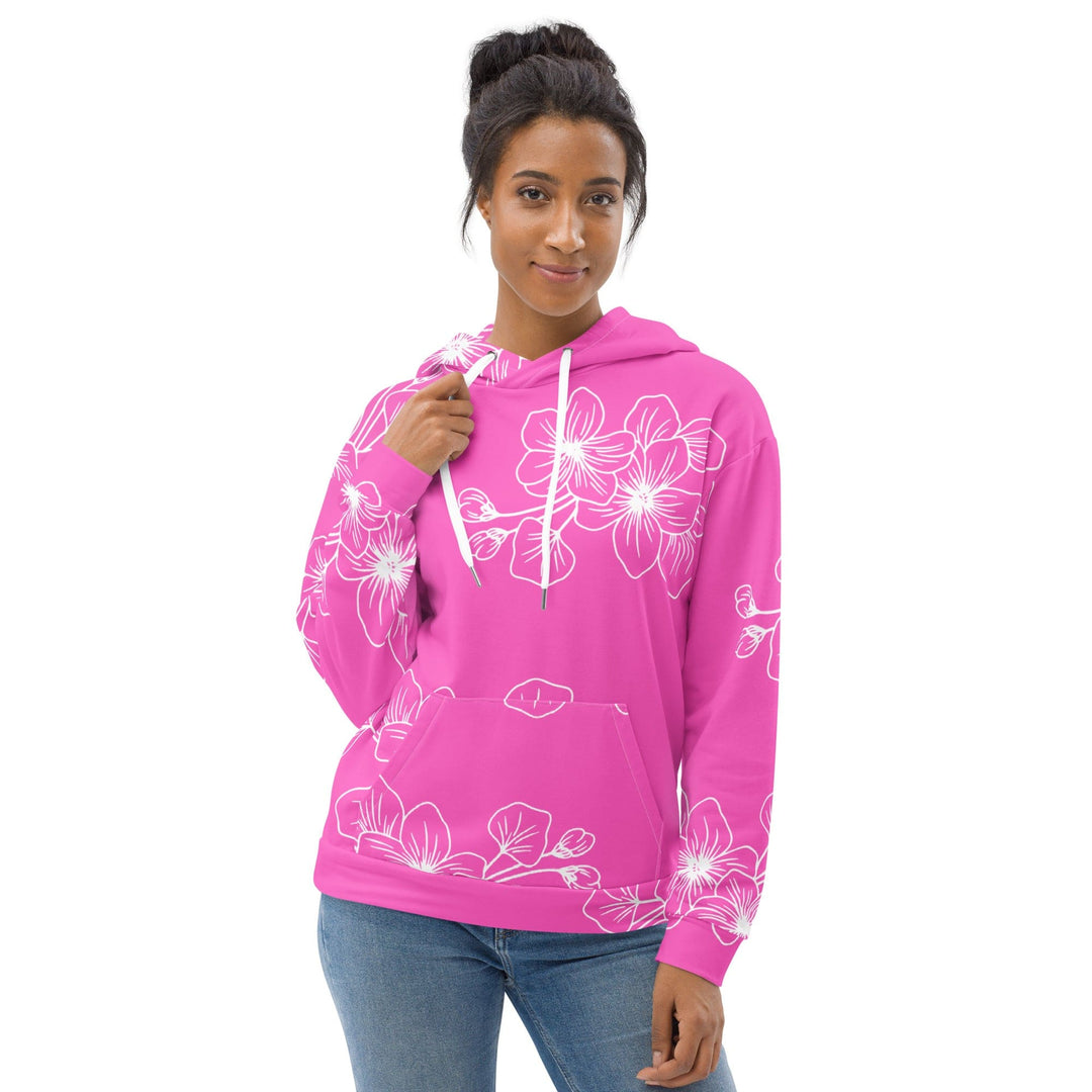 Womens Graphic Hoodie Pink Floral 7022623