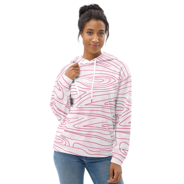 Womens Graphic Hoodie Pink Line Art Sketch Print