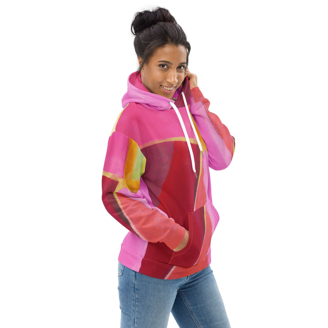 Womens Graphic Hoodie Pink Mauve Red Geometric Pattern