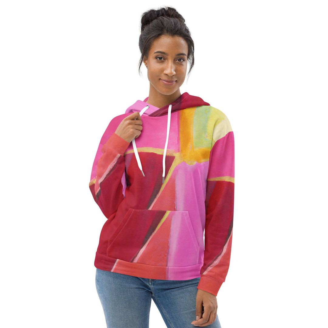 Womens Graphic Hoodie Pink Mauve Red Geometric Pattern