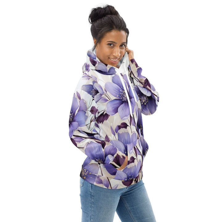 Womens Graphic Hoodie Purple Botanical Blooms