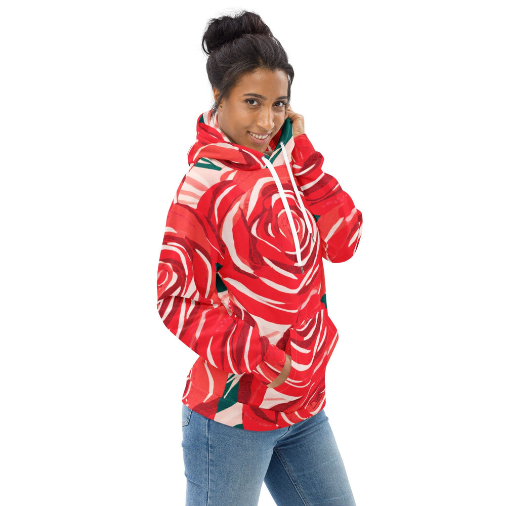 Womens Graphic Hoodie Rustic Red Roses