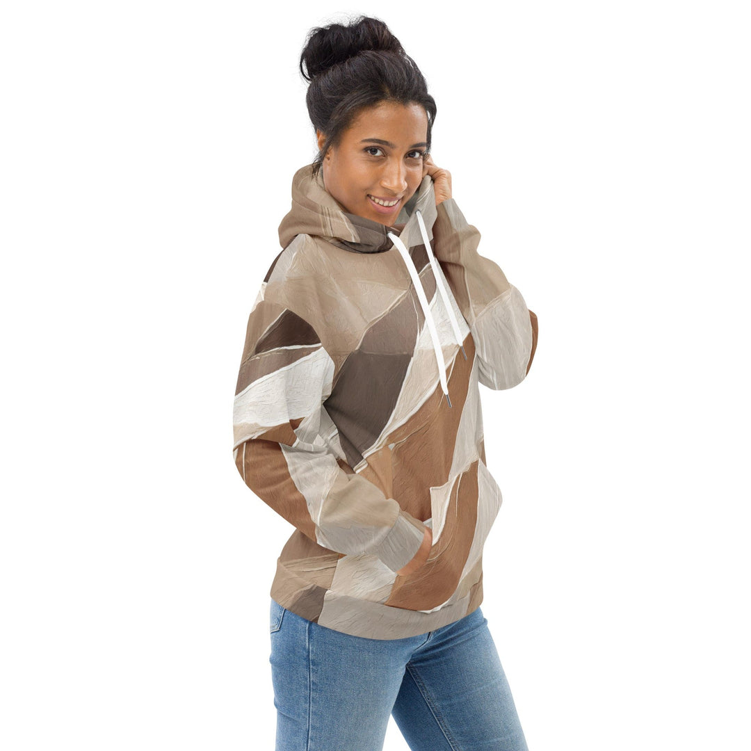 Womens Graphic Hoodie Rustic Brown Stone Print 2