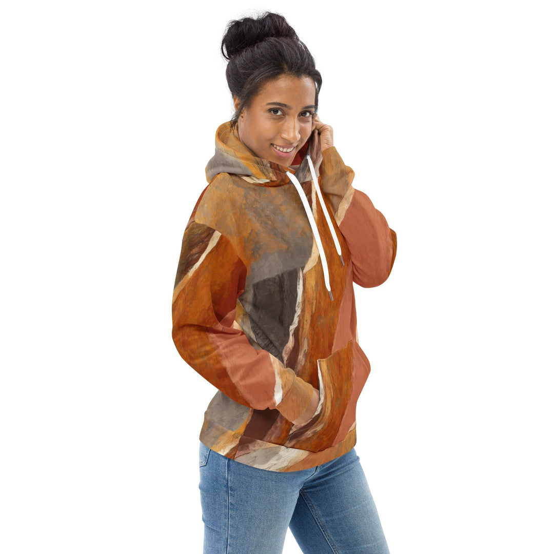 Womens Graphic Hoodie Rustic Brown Stone Print