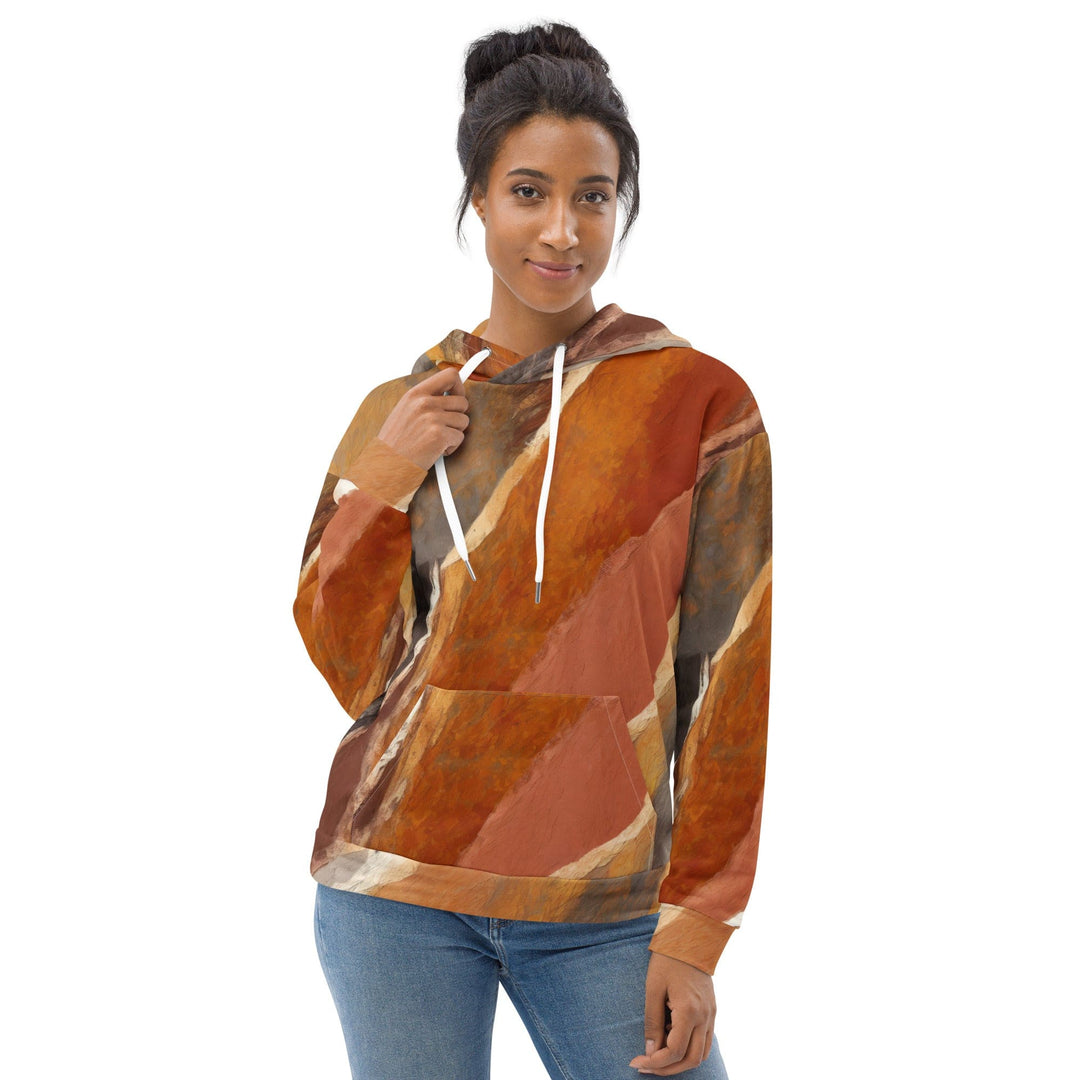 Womens Graphic Hoodie Rustic Brown Stone Print