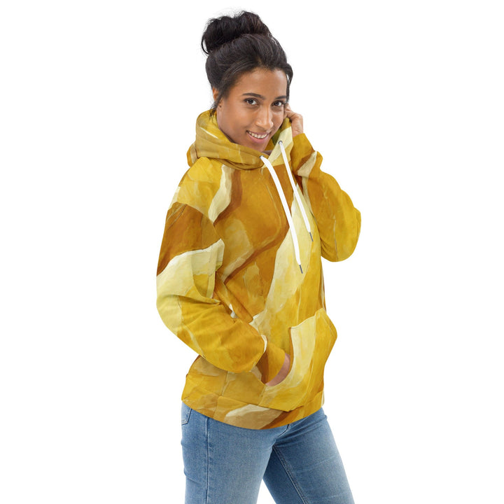 Womens Graphic Hoodie Rustic Yellow Stone Print