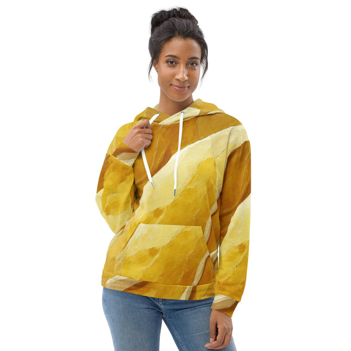 Womens Graphic Hoodie Rustic Yellow Stone Print