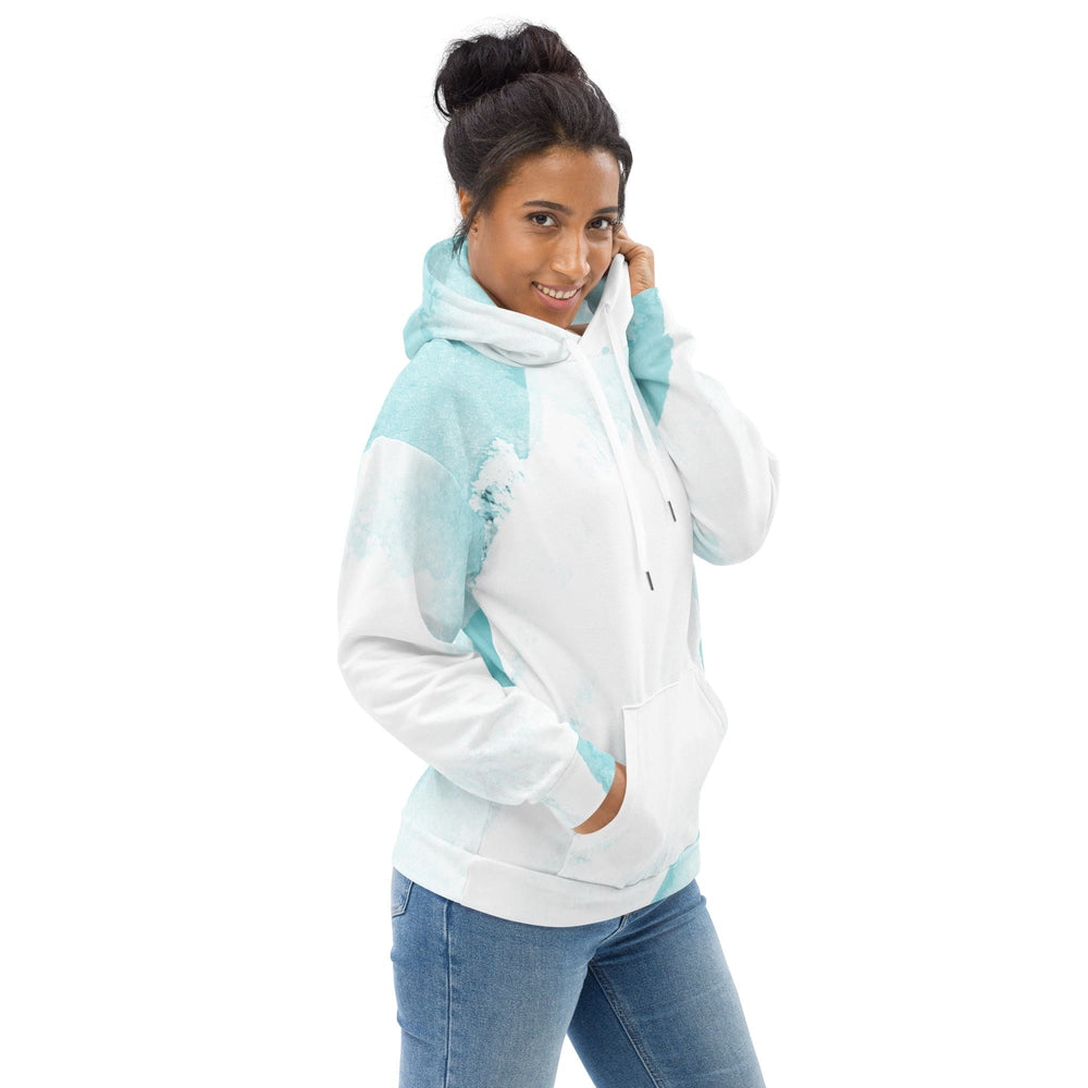 Womens Graphic Hoodie Subtle Abstract Ocean Blue and White Print