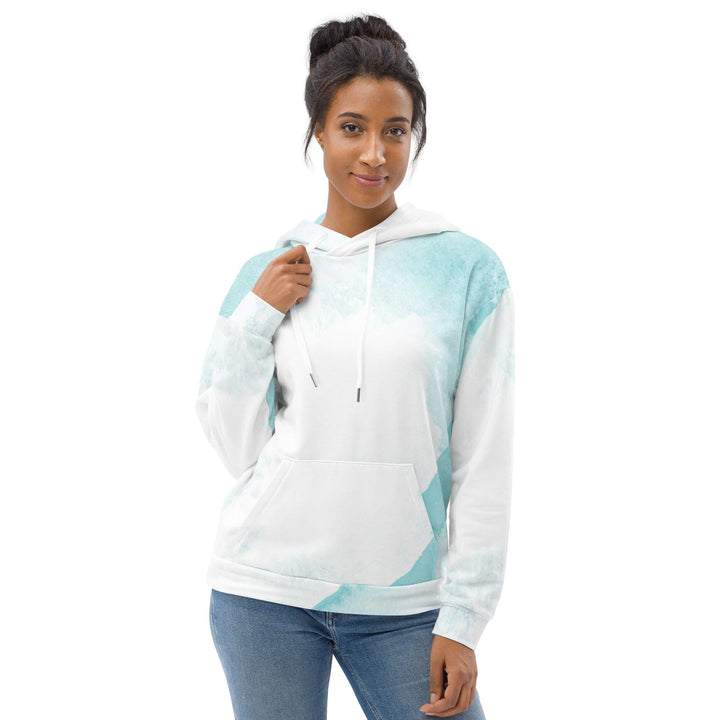 Womens Graphic Hoodie Subtle Abstract Ocean Blue and White Print