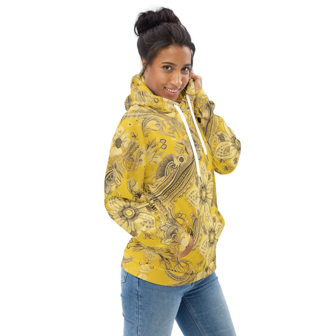 Womens Graphic Hoodie Floral Yellow Bandanna Print