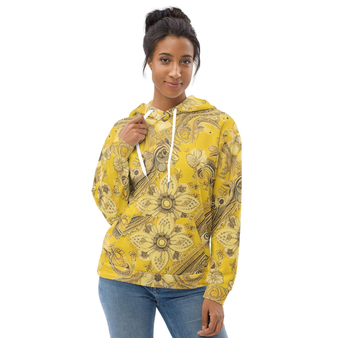 Womens Graphic Hoodie Floral Yellow Bandanna Print