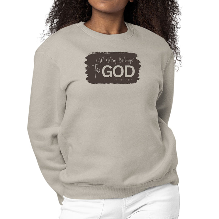 Womens Graphic Sweatshirt All Glory Belongs to God - Brown - Womens