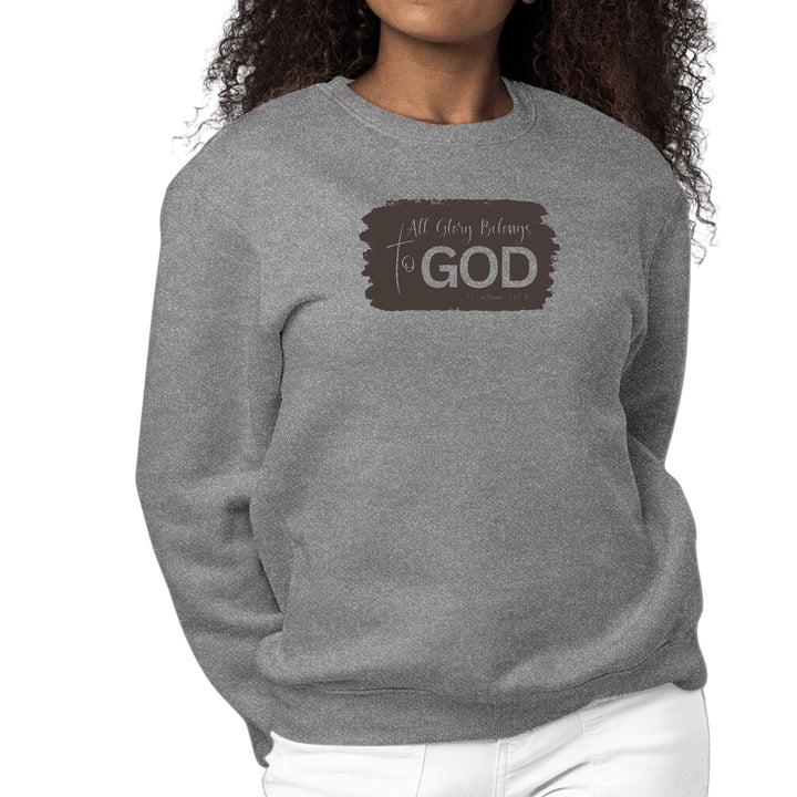 Womens Graphic Sweatshirt All Glory Belongs to God - Brown - Womens