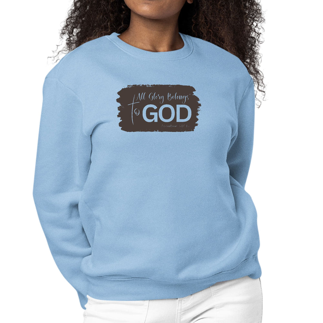 Womens Graphic Sweatshirt All Glory Belongs to God - Brown - Womens