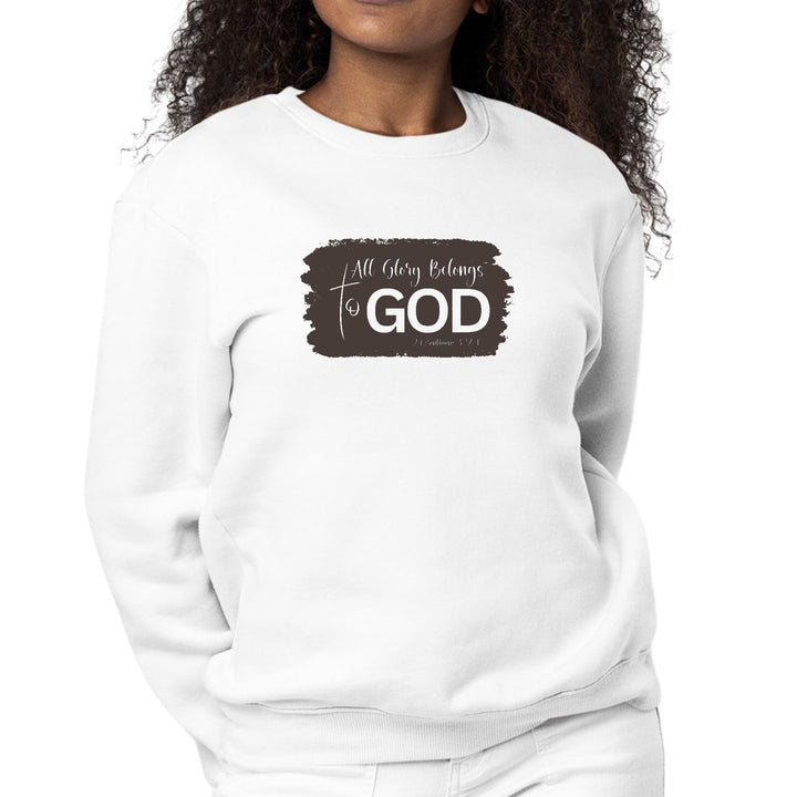 Womens Graphic Sweatshirt All Glory Belongs to God - Brown - Womens