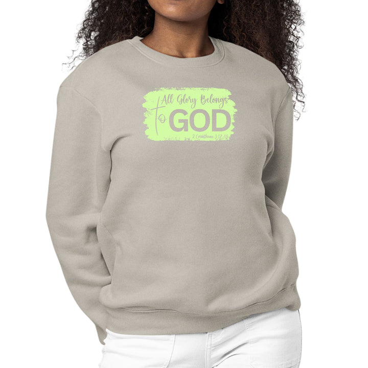 Womens Graphic Sweatshirt All Glory Belongs to God Christian Neon - Womens