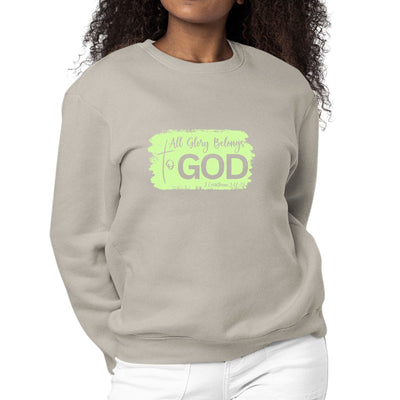 Womens Graphic Sweatshirt All Glory Belongs To God Christian Neon - Womens