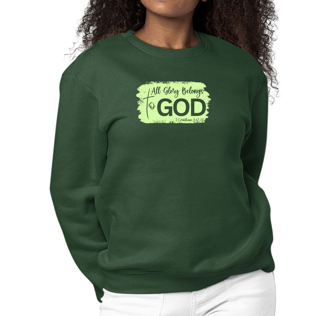 Womens Graphic Sweatshirt All Glory Belongs to God Christian Neon - Womens