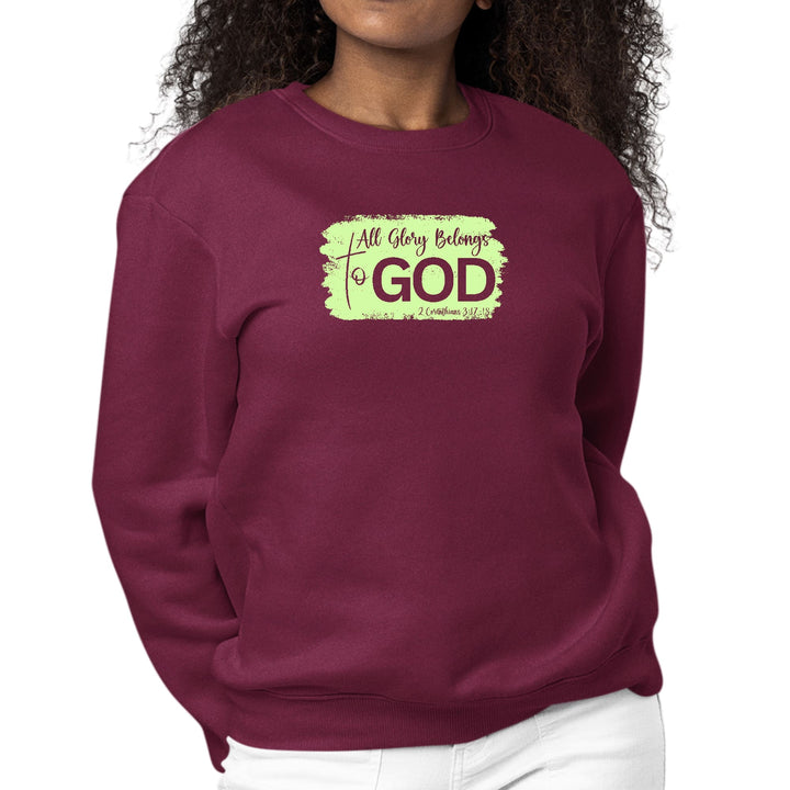 Womens Graphic Sweatshirt All Glory Belongs to God Christian Neon - Womens