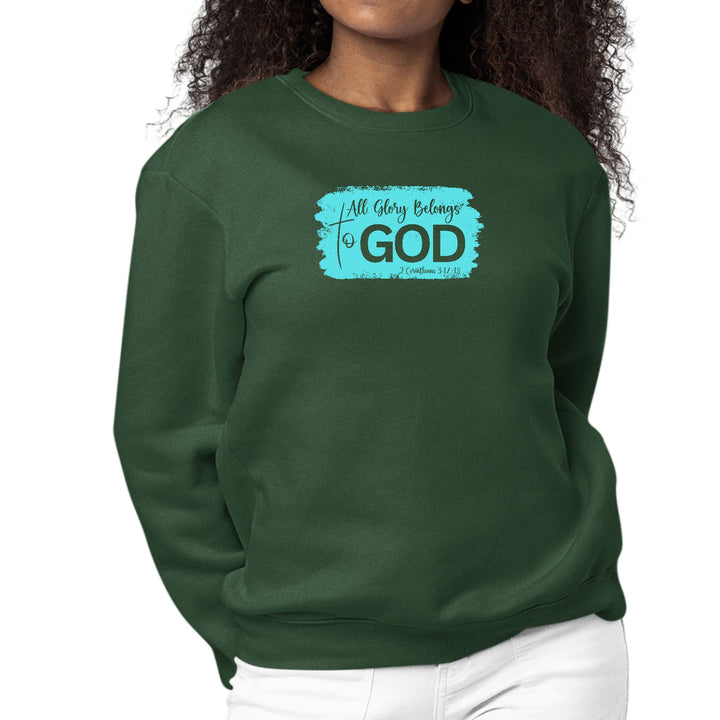 Womens Graphic Sweatshirt All Glory Belongs to God Christian
