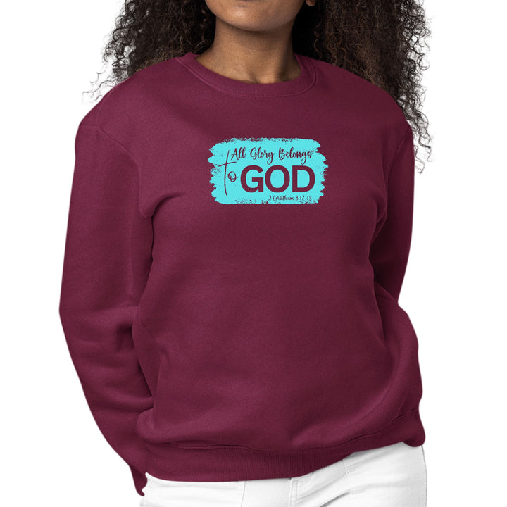 Womens Graphic Sweatshirt All Glory Belongs to God Christian