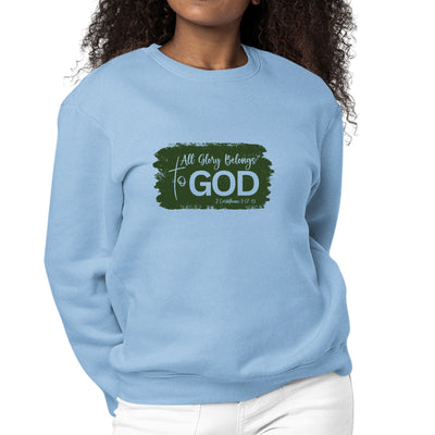 Womens Graphic Sweatshirt All Glory Belongs To God Dark Green - Womens