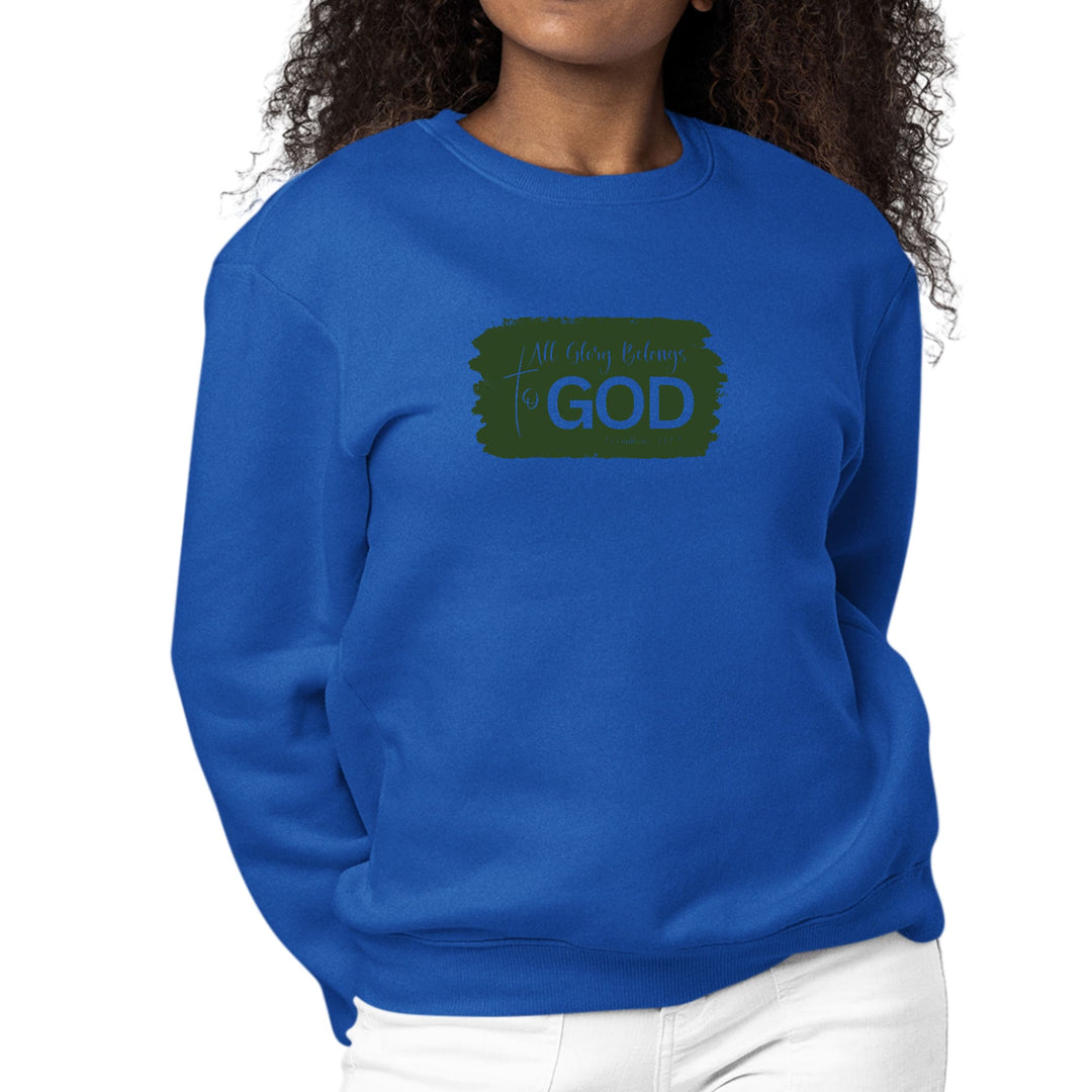 Womens Graphic Sweatshirt All Glory Belongs to God Dark Green - Womens