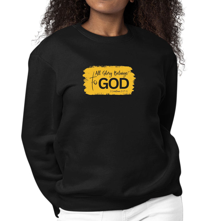 Womens Graphic Sweatshirt All Glory Belongs to God - Golden Yellow - Womens