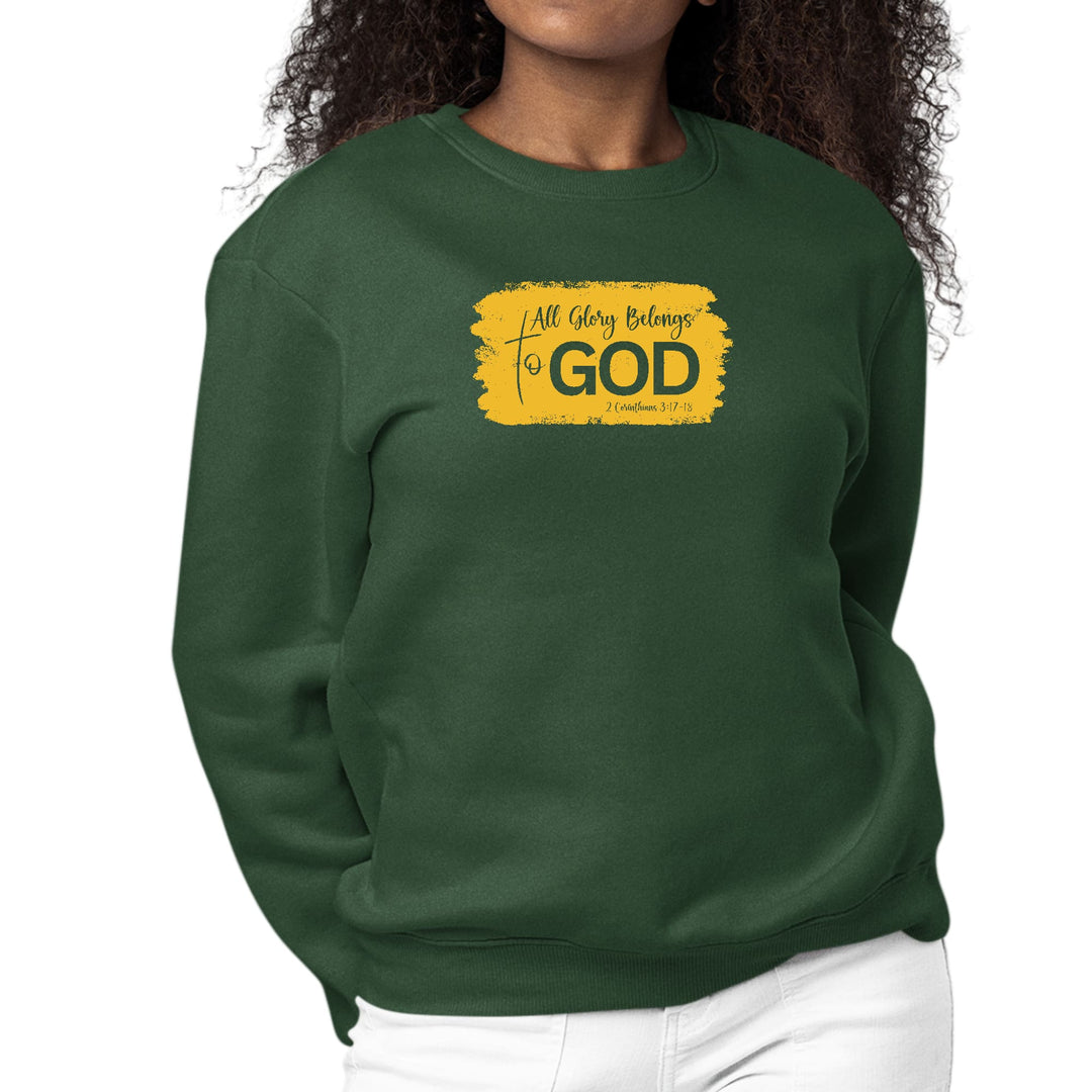 Womens Graphic Sweatshirt All Glory Belongs to God - Golden Yellow - Womens