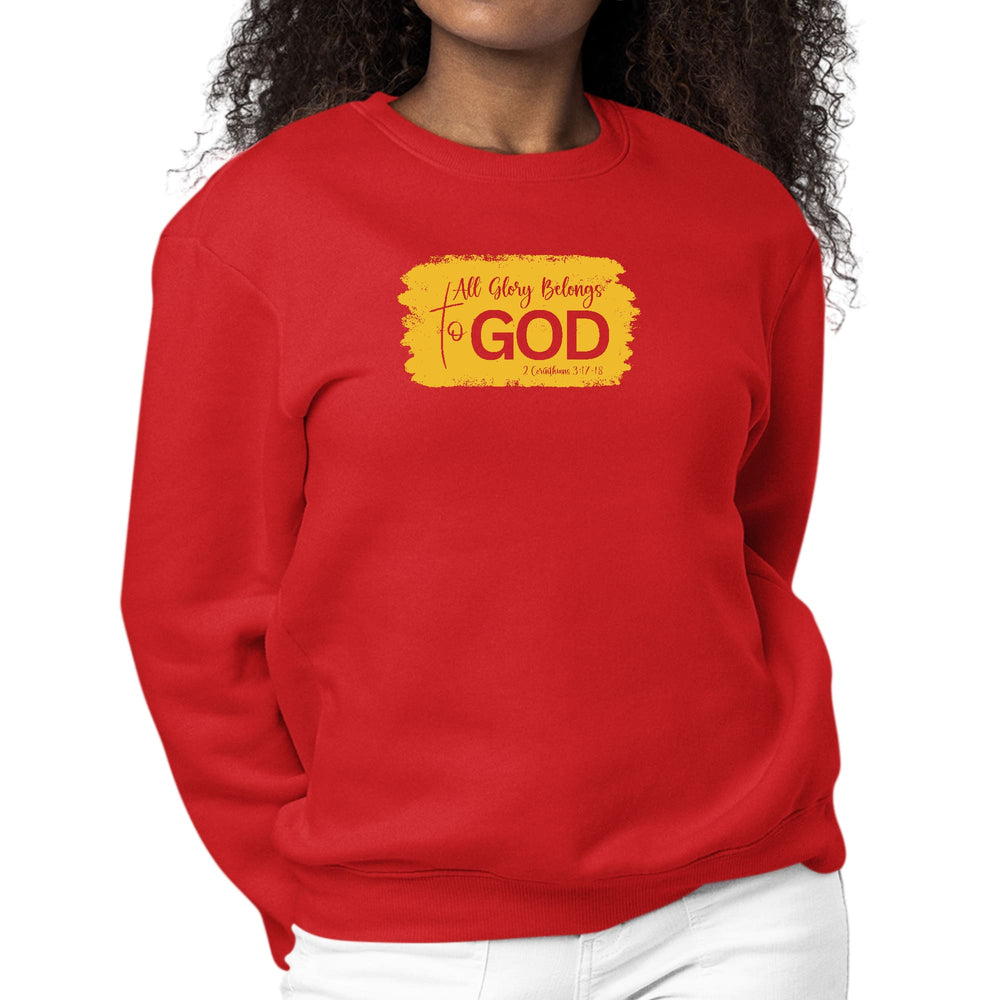 Womens Graphic Sweatshirt All Glory Belongs to God - Golden Yellow - Womens