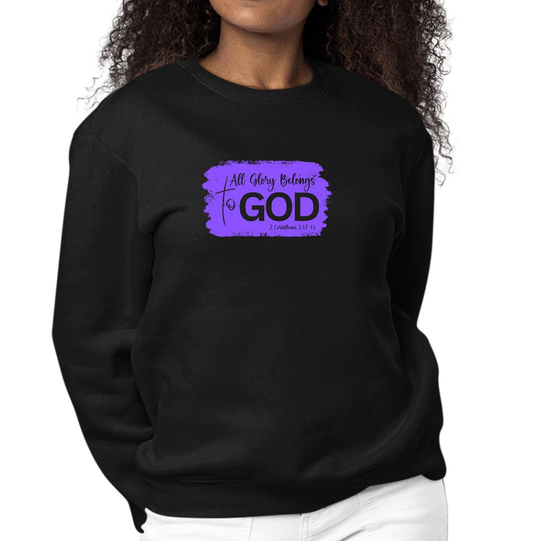 Womens Graphic Sweatshirt All Glory Belongs to God - Lavender