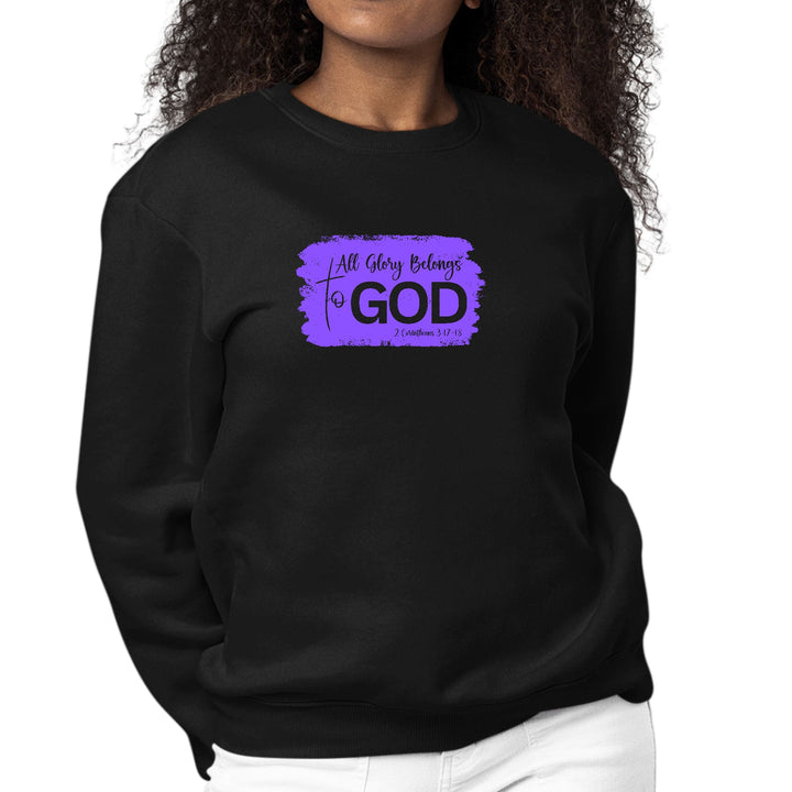 Womens Graphic Sweatshirt All Glory Belongs to God - Lavender