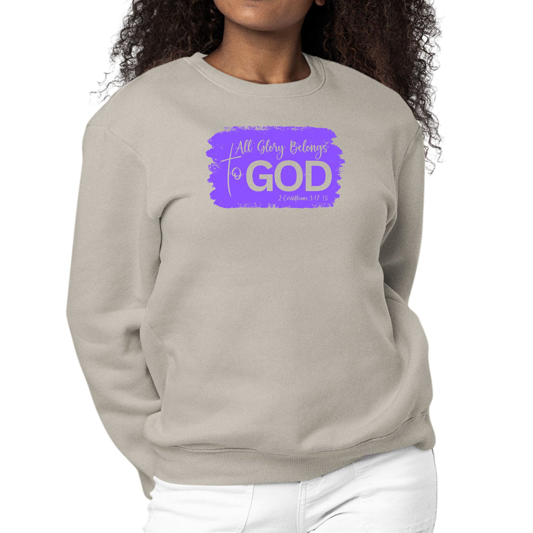 Womens Graphic Sweatshirt All Glory Belongs to God - Lavender