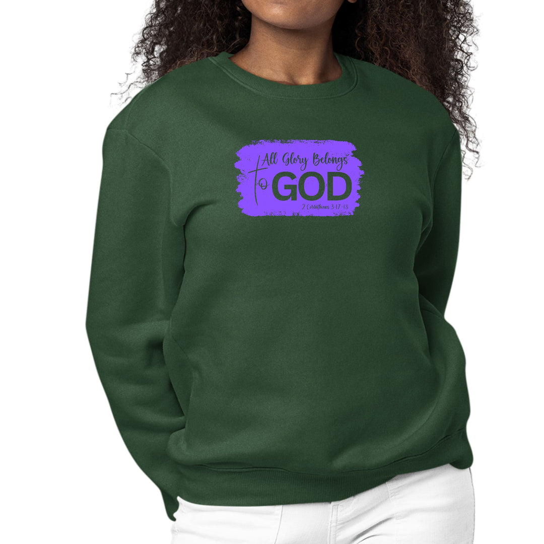 Womens Graphic Sweatshirt All Glory Belongs to God - Lavender